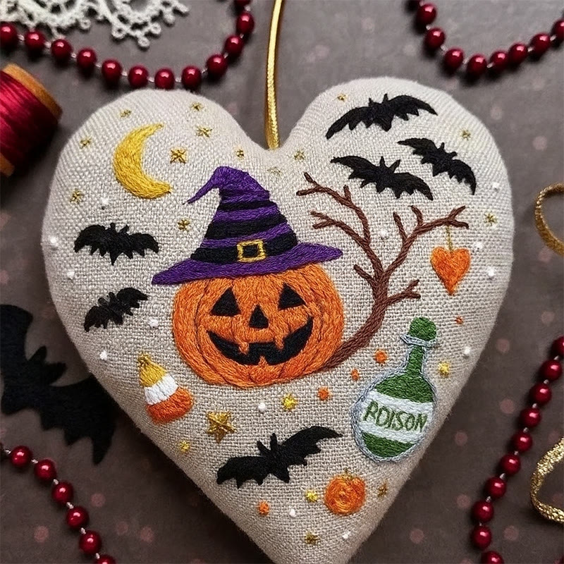 Rubbyoo Heart Embroidery Kit - Spooky Pumpkin | Diy Halloween Ornament |  Handmade Gift For Halloween - image 3