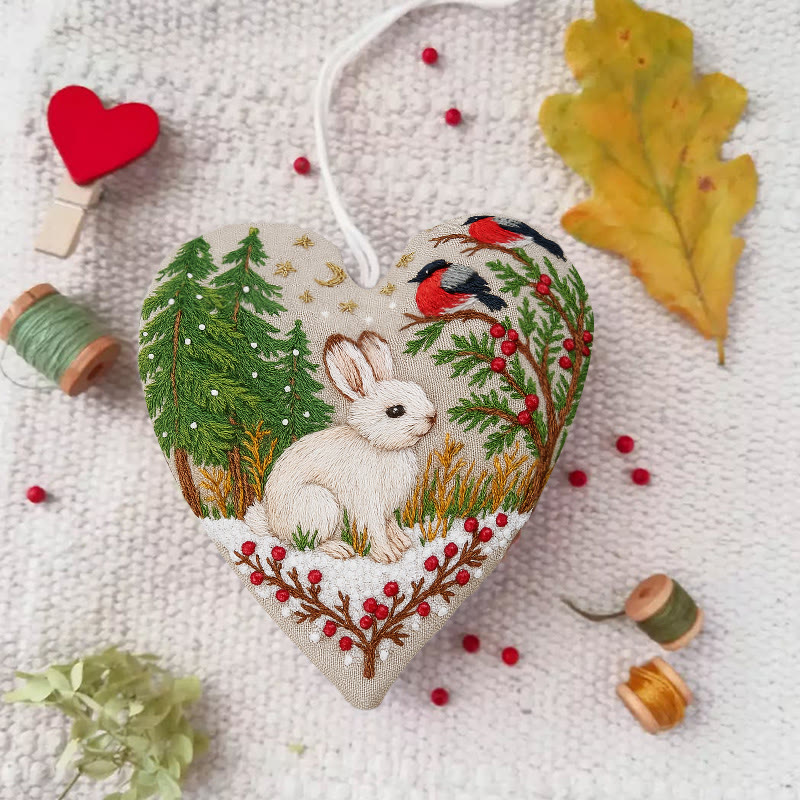 Rubbyoo Heart Embroidery Kit - Lovely Rabbit |  Beginners Sewing Decorations | Christmas Handmade Decor  - image 3