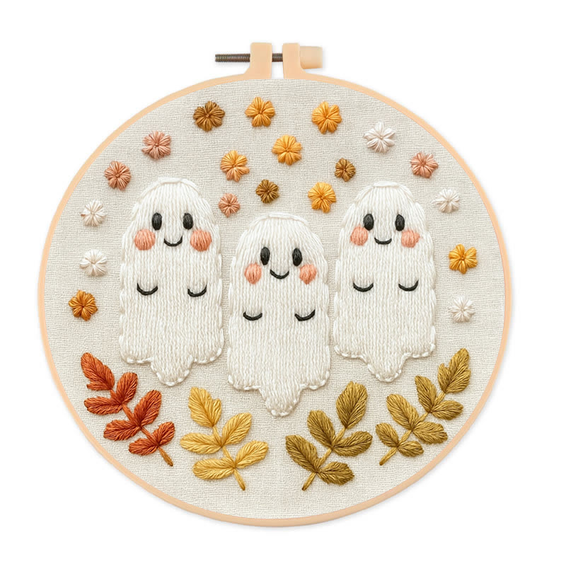 Rubbyoo Embroidery Kit - Aadorable Ghost | Diy Halloween Craft | Perfect Artwork For Decoration - 20*20cm - image 1
