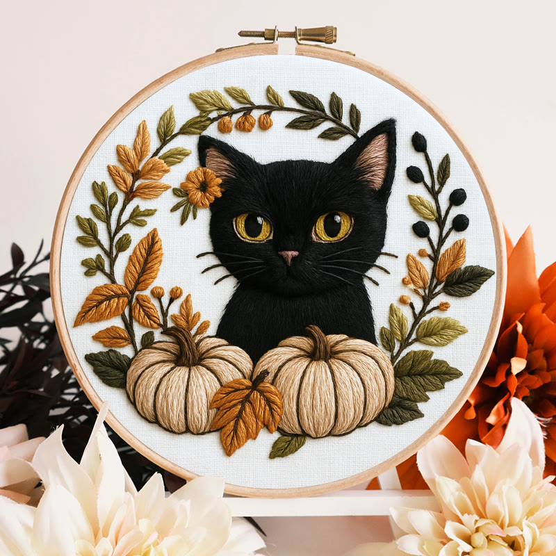 Rubbyoo Embroidery Kit - Black Kitten | Diy Cat Lover Gift | Halloween Autumn Decor - image 4