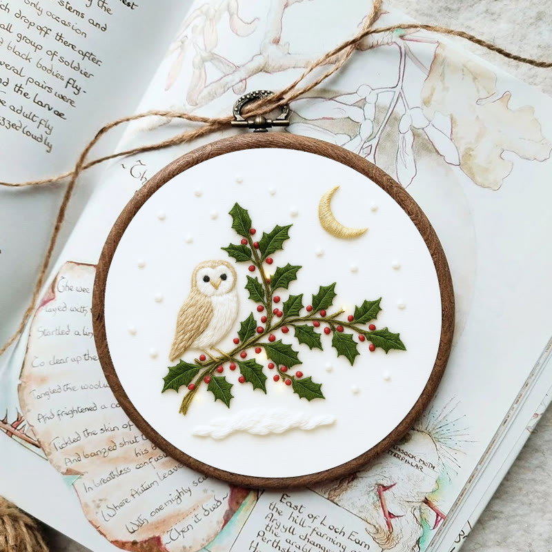 Rubbyoo Embroidery Kit - Winter Owl | Christmas Tree Decor | Diy Holiday Handicraft  - image 2