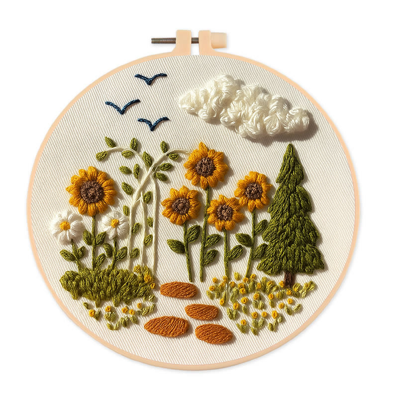 Rubbyoo Embroidery Kit - Blooming Sunflower | Floral Stitching Craft | Unique Room Decor - 20*20cm - image 1