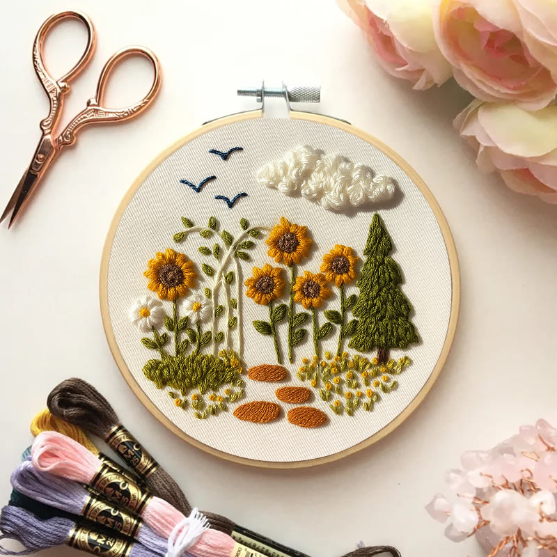 Rubbyoo Embroidery Kit - Blooming Sunflower | Floral Stitching Craft | Unique Room Decor - image 3