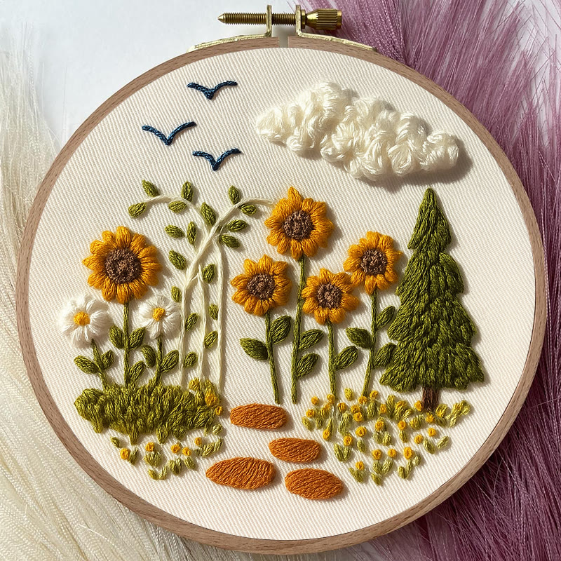 Rubbyoo Embroidery Kit - Blooming Sunflower | Floral Stitching Craft | Unique Room Decor - image 2