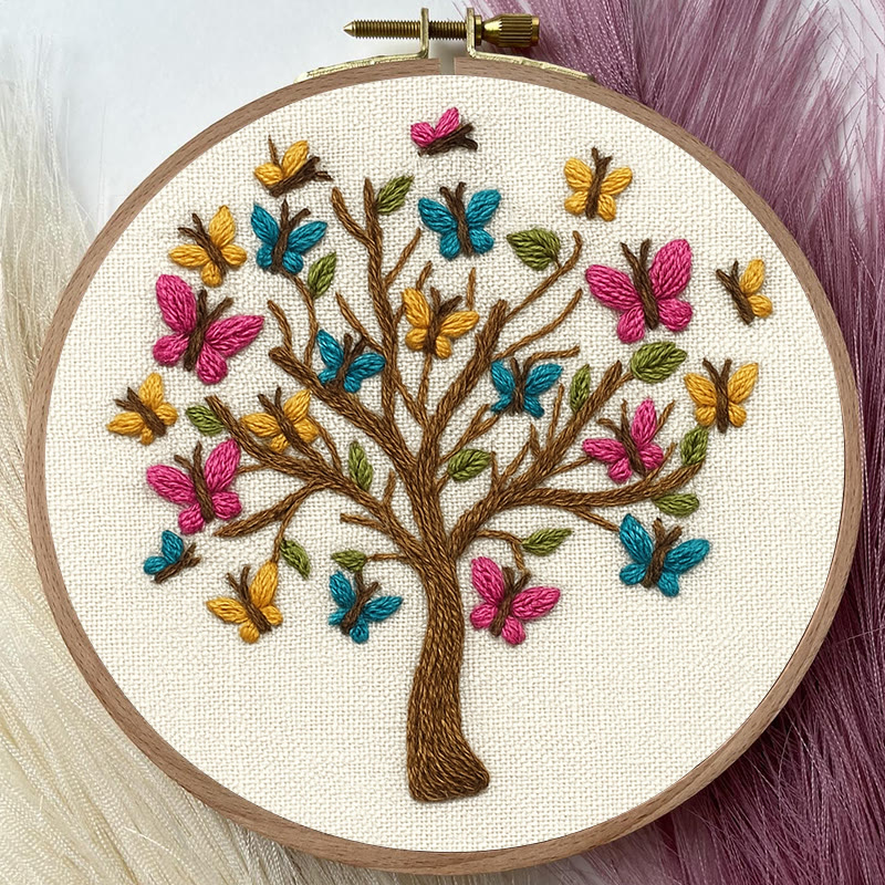 Rubbyoo Embroidery Kit - Colourful Butterfly With Tree | Charming Handmade Craft | Perfect Hanging Decor - image 7