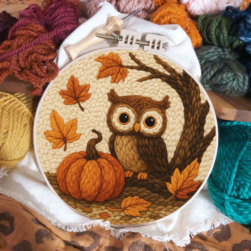 Halloween Owl Punch Needle Kit - Cute Animal Art | Perfect Desk Ornament - image 2