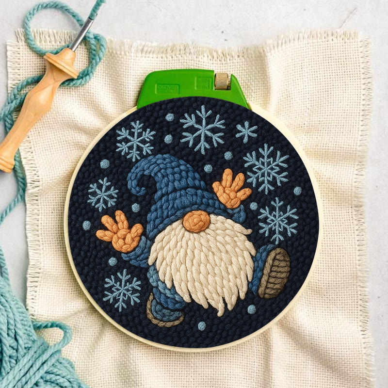 Snowflake Gnome Punch Needle Kit - Creative Winter Handicraft | Christmas Decorative Coaster - image 6