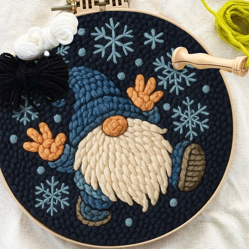 Snowflake Gnome Punch Needle Kit - Creative Winter Handicraft | Christmas Decorative Coaster - image 2