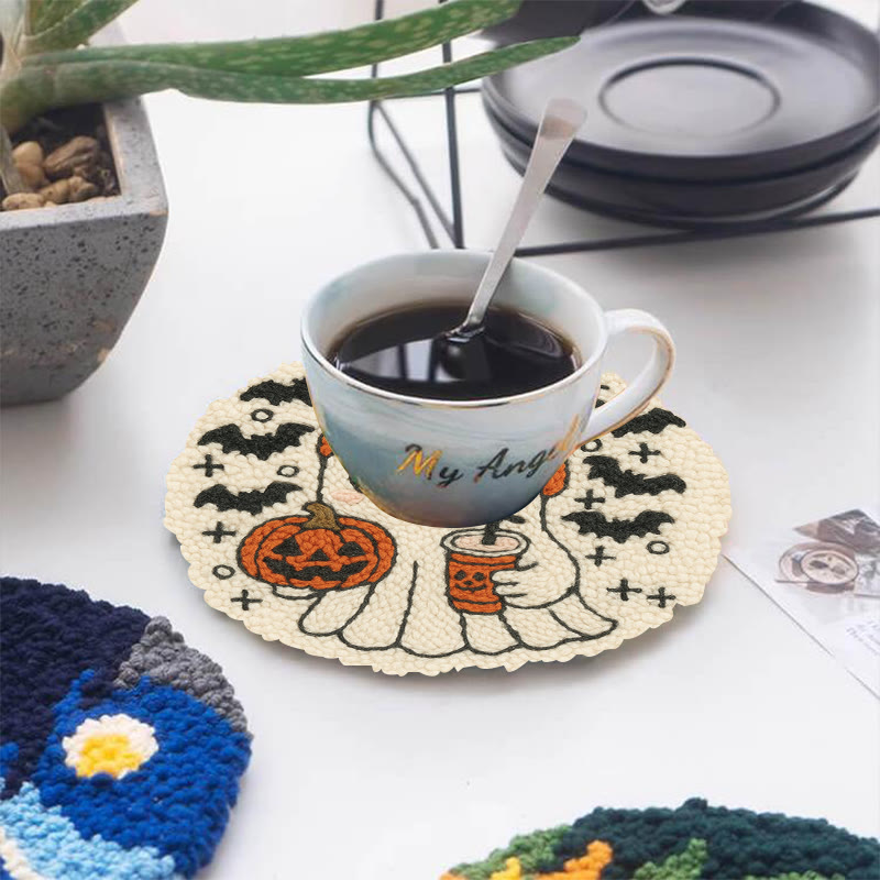 Drinking Ghost Punch Needle Kit - Adorable Halloween Needlework | Handmade Coaster Craft  - image 11