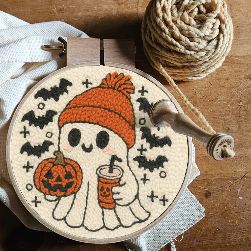 Drinking Ghost Punch Needle Kit - Adorable Halloween Needlework | Handmade Coaster Craft  - image 3