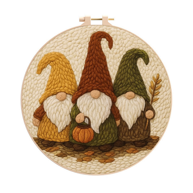 Mysterious Gnome Punch Needle Kit - Spooky Halloween Craft | Diy Needle Art - 8 inch Hoop Kit - image 1