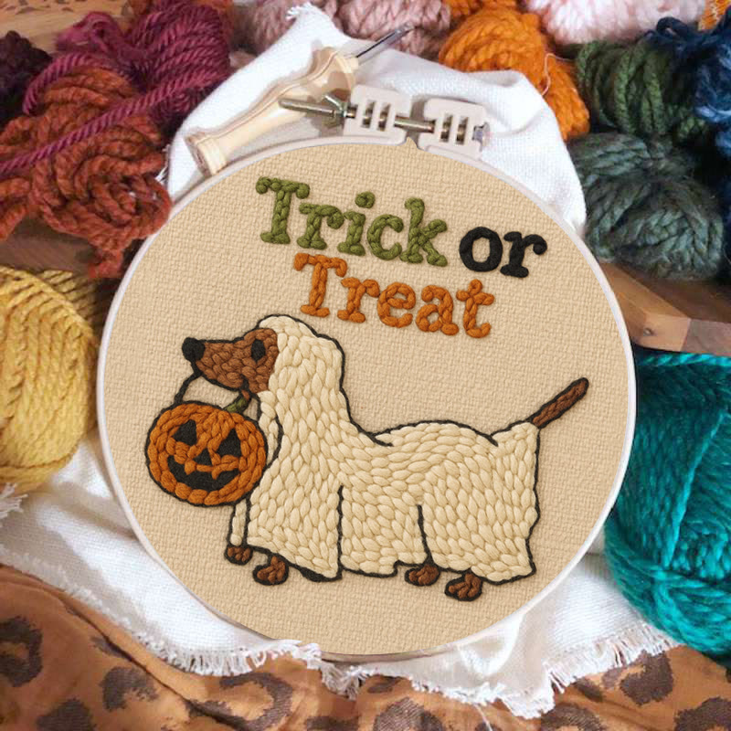 Trick Dog Punch Needle Kit - Creative Ghost Craft | Spooky Halloween Decoration - image 2