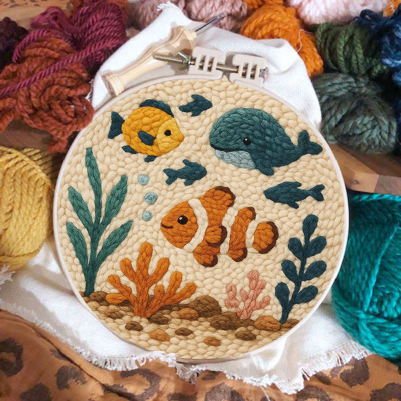 Clownfish Punch Needle Kit - Lovely Animal Craft | Diy Wall Hanging Art - image 2