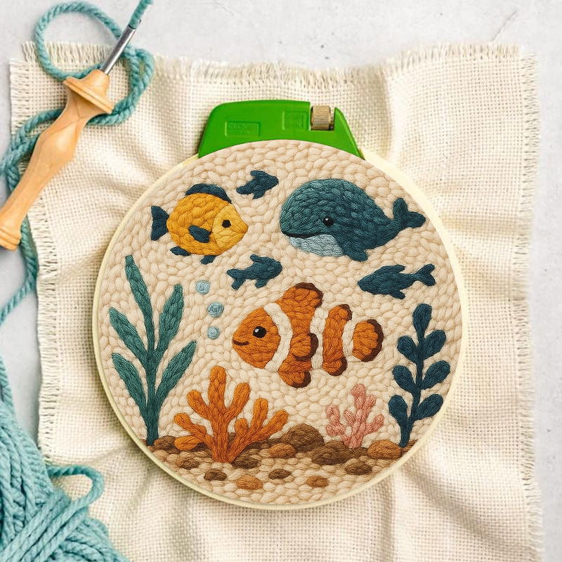 Clownfish Punch Needle Kit - Lovely Animal Craft | Diy Wall Hanging Art - image 3