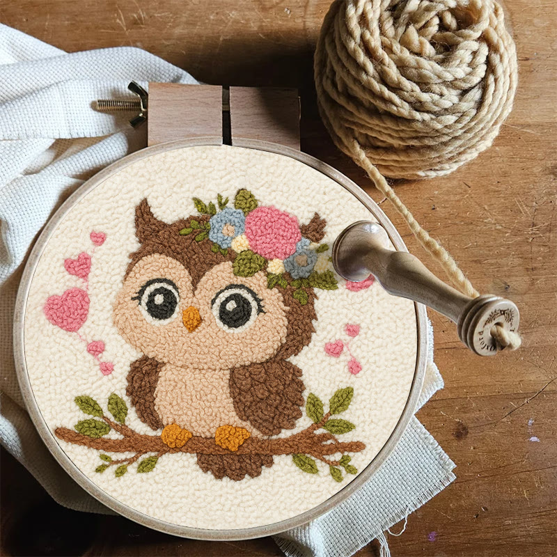 Floral Owl Punch Needle Kit - Adorable Animal Art  | Nice Handmade Gift For Her - image 7