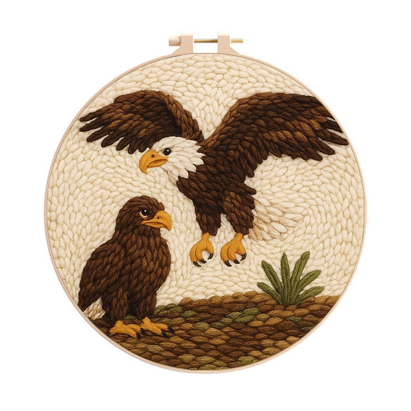 Fierce Eagle Punch Needle Kit - Diy Animal Craft | Perfect Gift For Bird Lovers - 8 inch Hoop Kit - image 1