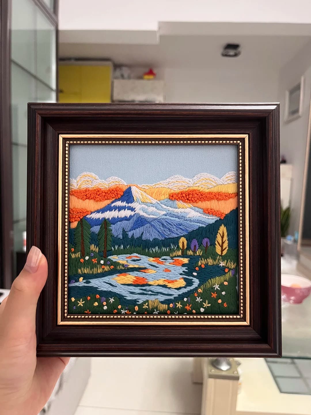 Rubbyoo Embroidery Kit - Scenery Series Needlecraft | Diy Home Decor | Unique Housewarming Gift - Mountain Lake - image 5