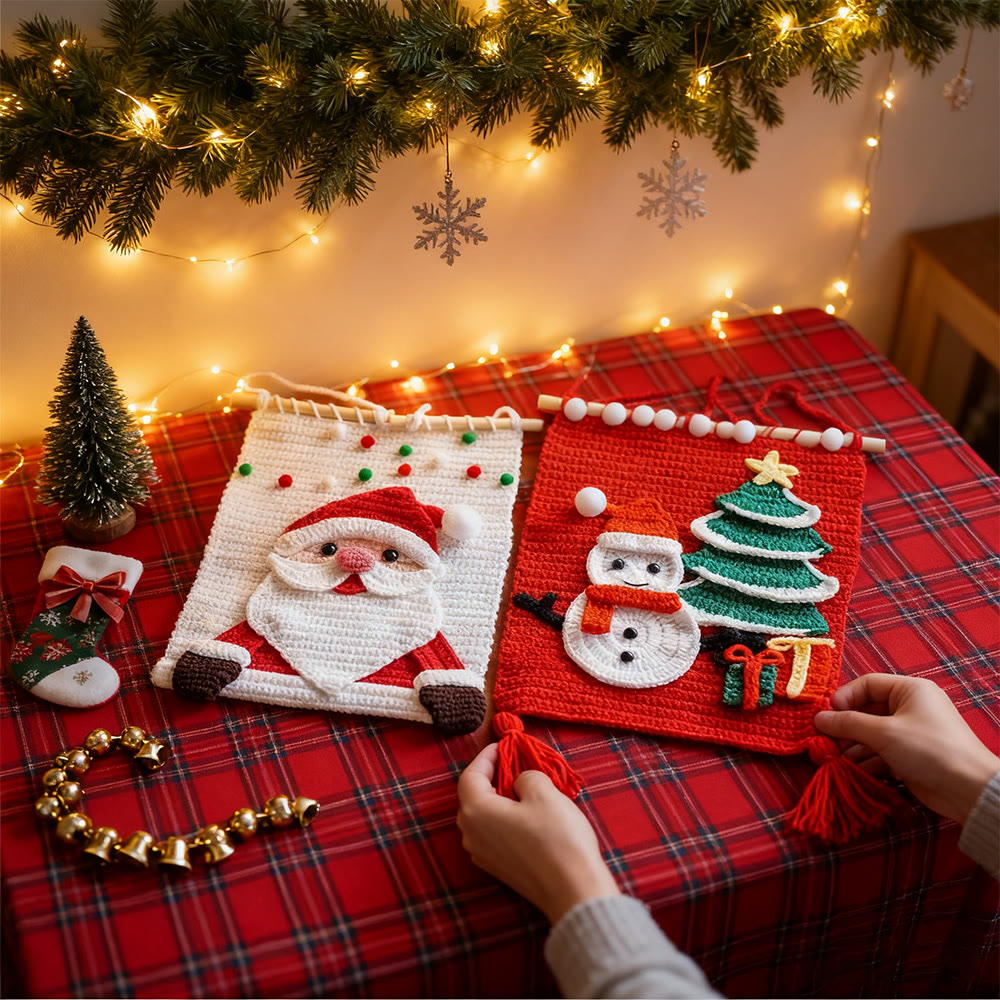 Diy Handmade Christmas Tapestry Crochet Kit - Christmas Wall Hanging | Unique Holiday Handicraft - image 3