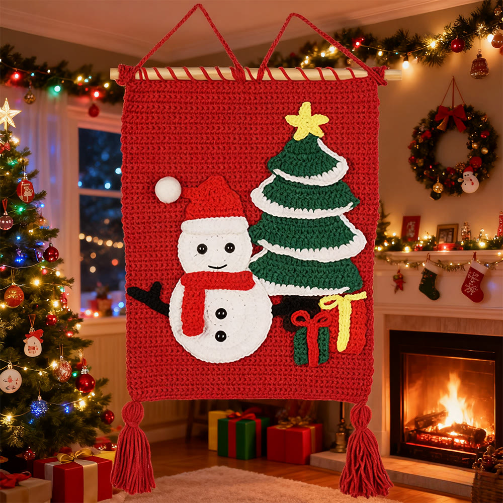 Diy Handmade Christmas Tapestry Crochet Kit - Christmas Wall Hanging | Unique Holiday Handicraft - Santa Claus - image 1