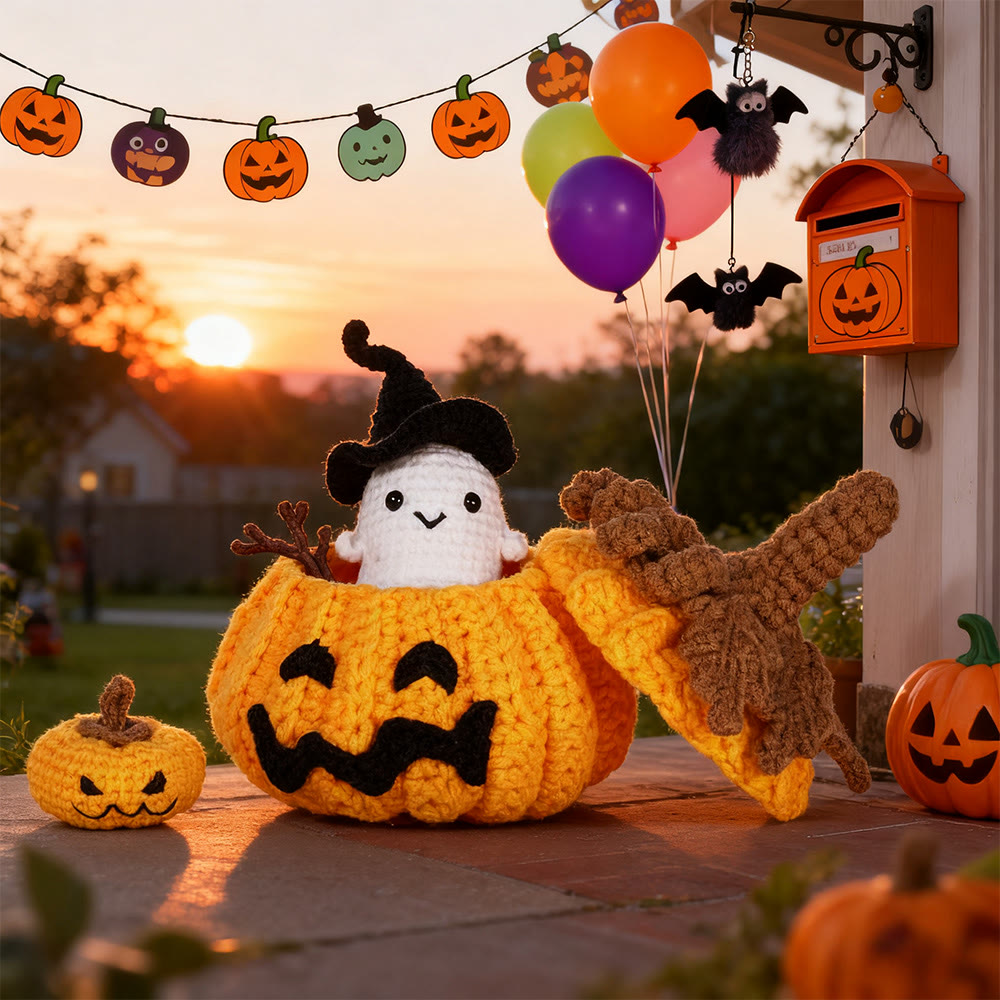 Diy Handmade Halloween Series Crochet Kit - Beginner Handmade Toy | Perfect For Halloween Ornament - Pumpkin - image 1