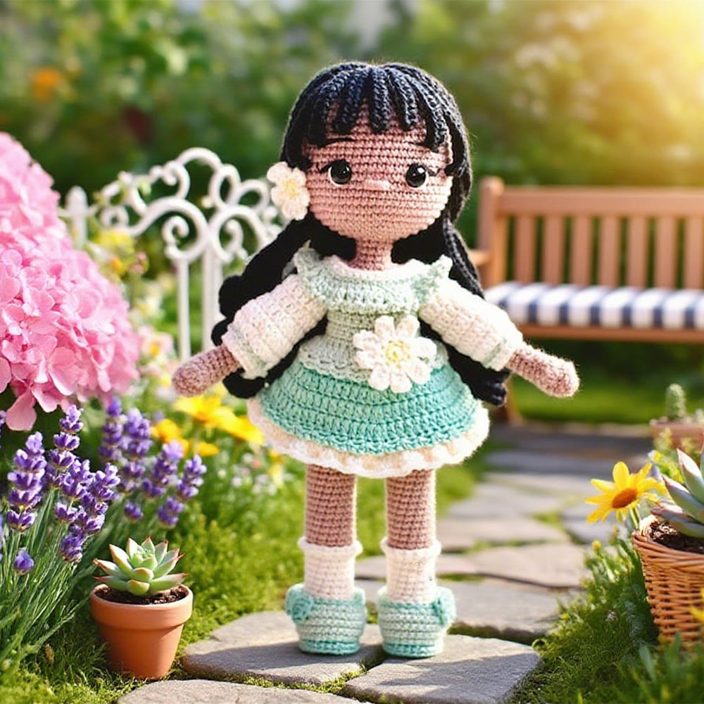 Diy Handmade Floral Girl Crochet Kit - Adorable Crocheted Doll | Birthday Craft For Her - Diy Handmade Floral Girl Crochet Kit - image 1