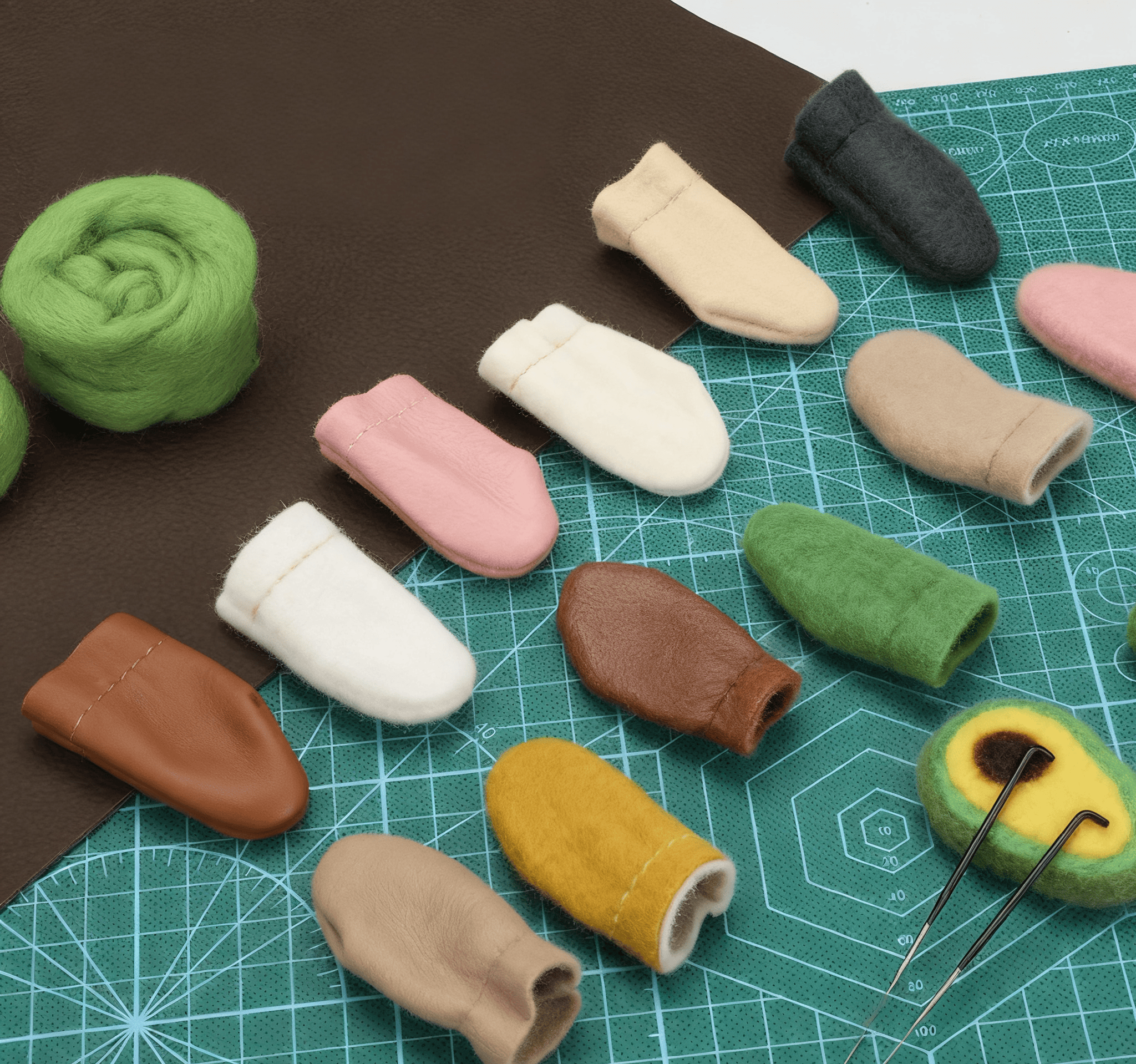 Pair of Craft Sewing Needle Felt Leather Finger Protectors - image 3