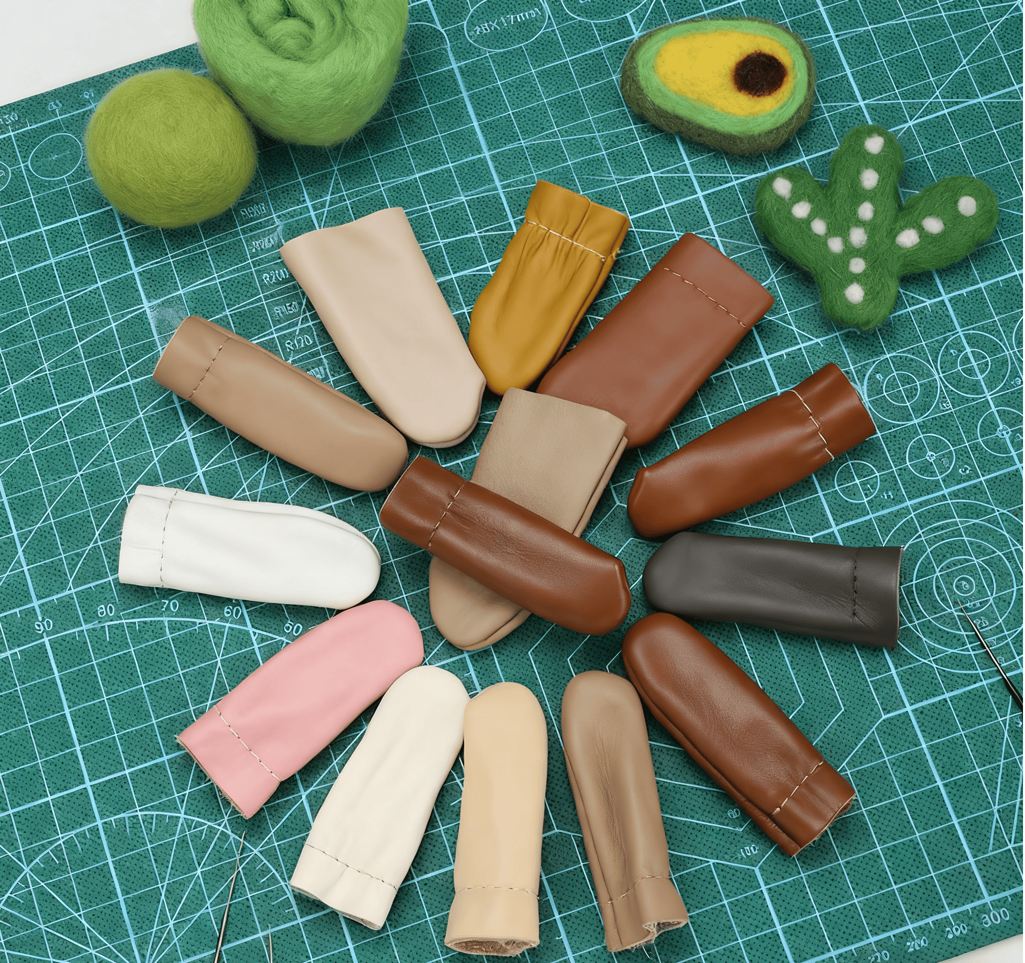 Pair of Craft Sewing Needle Felt Leather Finger Protectors - image 4