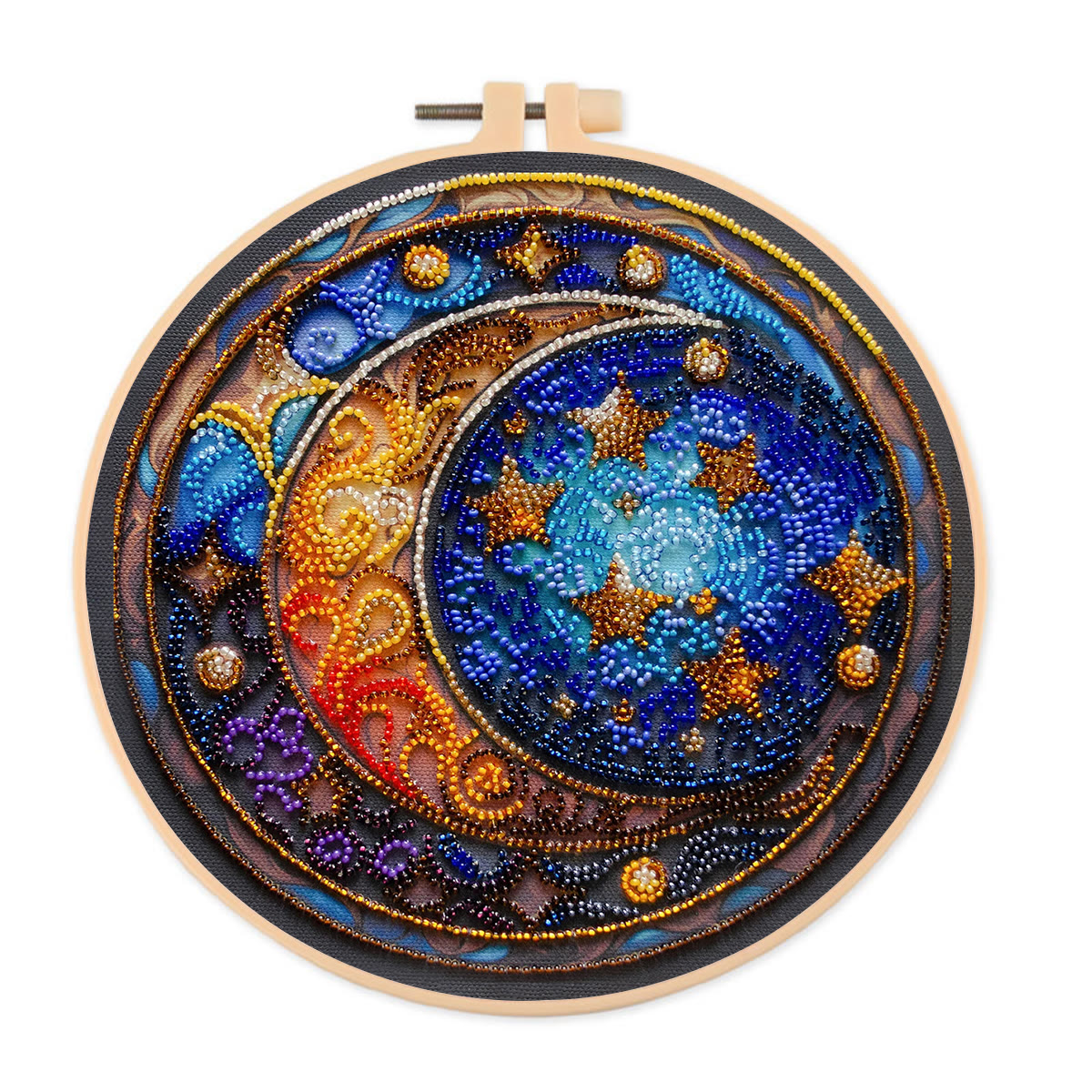 Rubbyoo Bead Embroidery Kit - Moom And Star | Diy Celestial Craft | Unique Celestial Art - 20*20cm - image 1