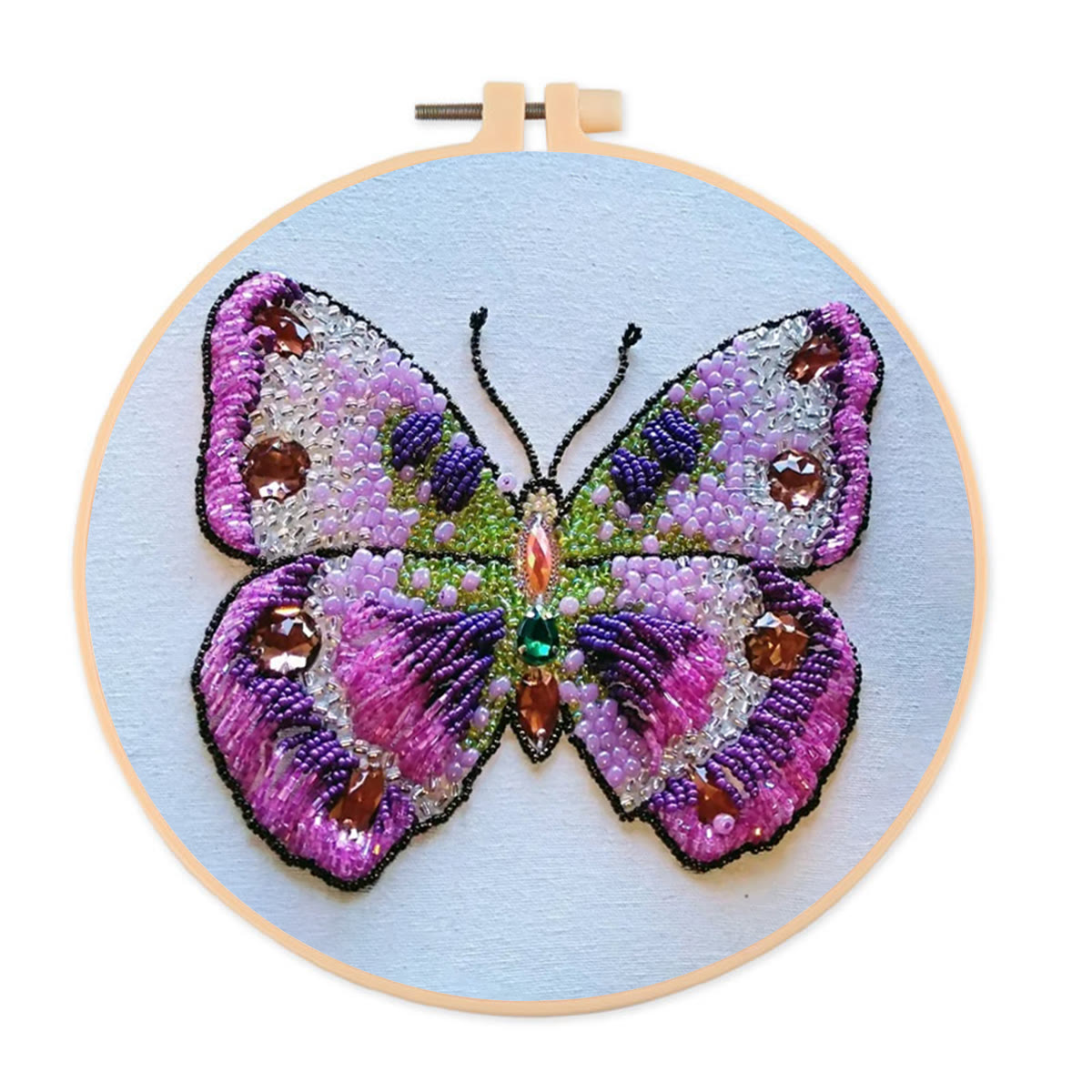 Rubbyoo Bead Embroidery Kit - Pink Butterfly | Diy Decorative Handcraft | Thoughtful Birthday Gift - 20*20cm - image 1