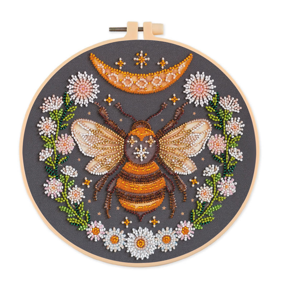Rubbyoo Bead Embroidery Kit - Floral Bee | Diy Handicraft Collection | Exquisite Needle Art - 20*20cm - image 1