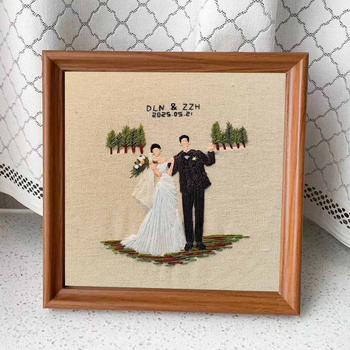 Rubbyoo Embroidery Kit - Sweet Couple | Unique Wedding Gifts | Diy Anniversary Craft - Embroidery Kit Plus An Extra Frame - image 6