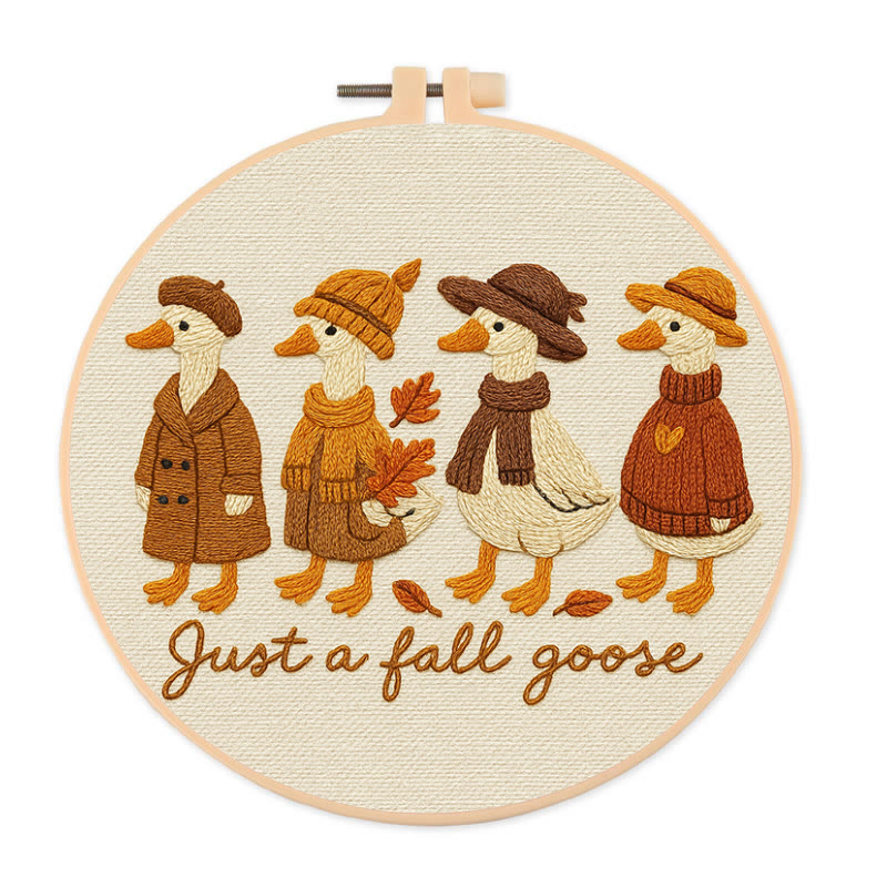 Rubbyoo Embroidery Kit - Autumn Goose | Halloween Animal Craft | Nice Handmade Gifts - 20*20cm - image 1