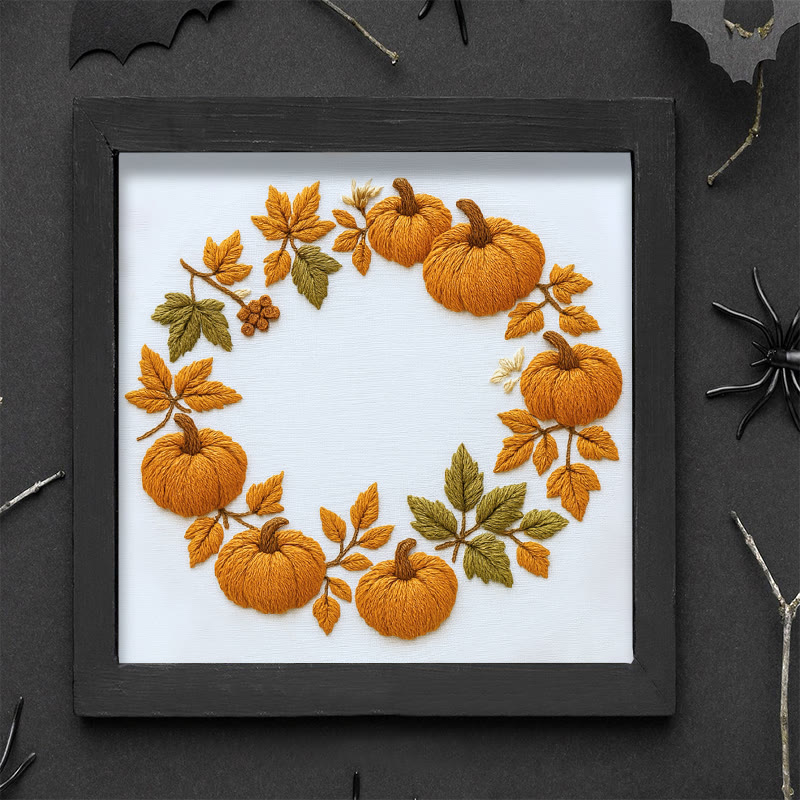 Rubbyoo Embroidery Kit - Pumpkin Wreath | Creative Needle Art | Easy Halloween Handicraft - image 9