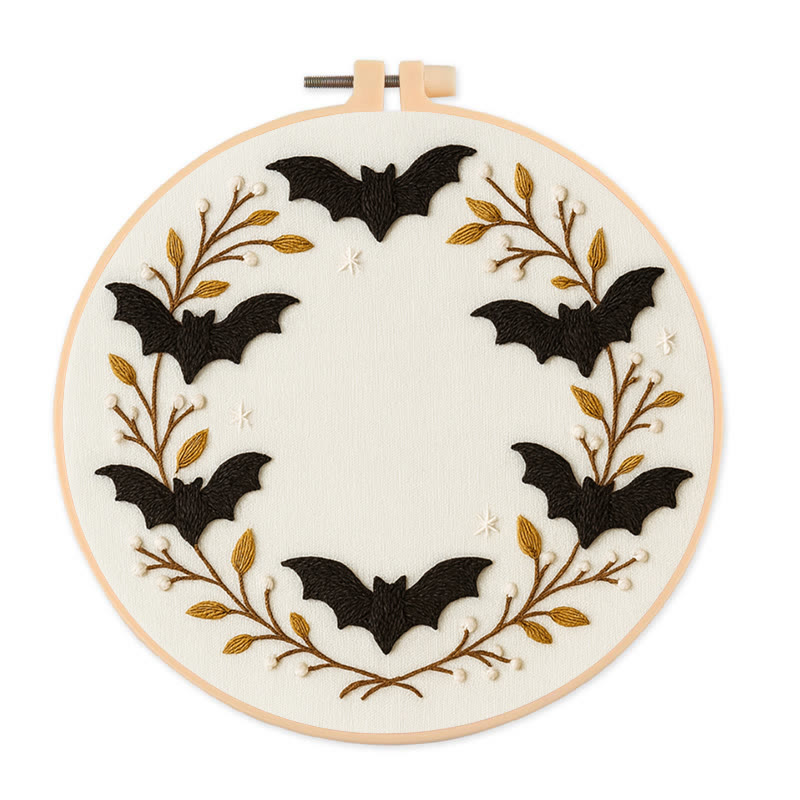 Rubbyoo Embroidery Kit - Halloween Bats | Easy Needle Craft | Perfect For Home Decor - 20*20cm - image 1