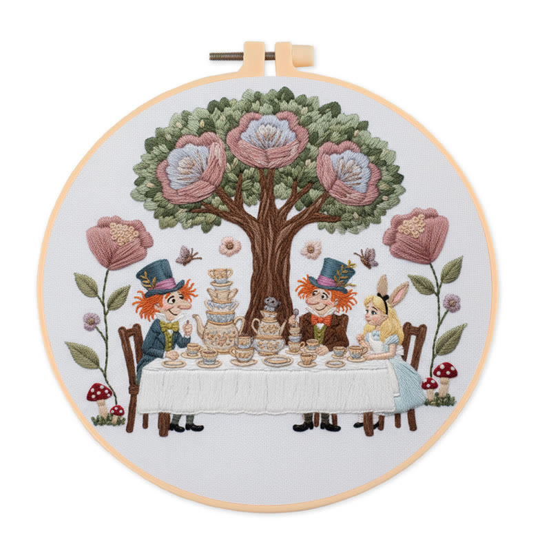 Rubbyoo Embroidery Kit - Happy Tea Time | Personalized Needle Craft | Nice Gift For Home Decor - 20*20cm - image 1