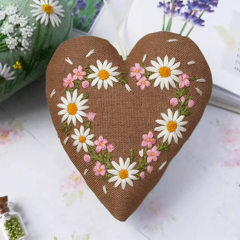 Rubbyoo Heart Embroidery Kit - Little Daisy | Floral Hanging Craft | Diy Fashion Accessories - image 2