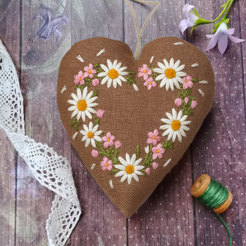 Rubbyoo Heart Embroidery Kit - Little Daisy | Floral Hanging Craft | Diy Fashion Accessories - image 3