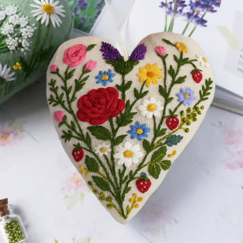 Rubbyoo Heart Embroidery Kit - Charming Rose | Perfect Gift For Her | Diy Craft For Flower Lovers - image 2