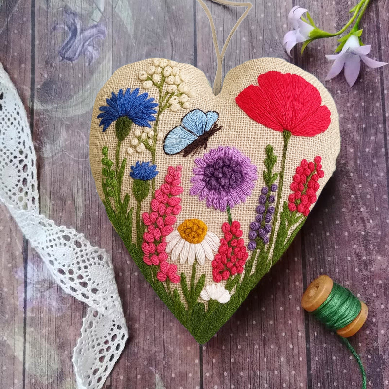 Rubbyoo Heart Embroidery Kit - Spring View | Diy Flower Art | Perfect Handicraft For Her - image 3