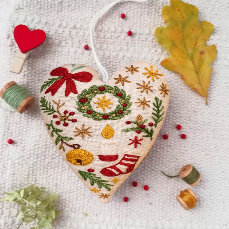 Rubbyoo Heart Embroidery Kit - Christmas Wreath | Personalized Hanging Decor | Unique Needle Craft - image 2