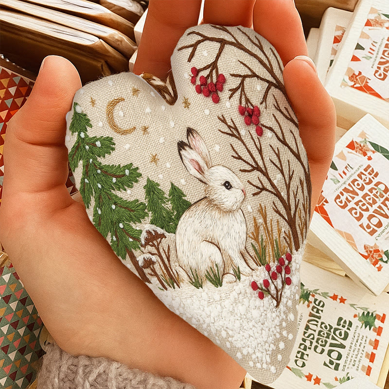 Rubbyoo Heart Embroidery Kit - White Rabbit | Adorable Animal Craft | Diy Christmas Hanging Art - image 8