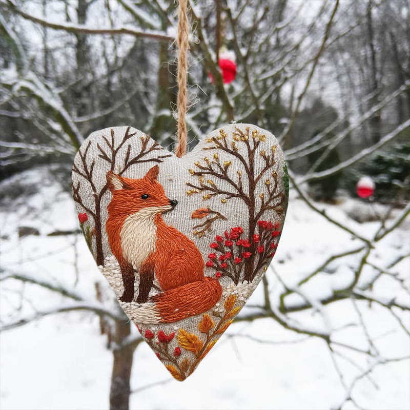 Rubbyoo Heart Embroidery Kit - Winter Fox | Diy Animal Craft | Unique Car Hanging Decor - image 1