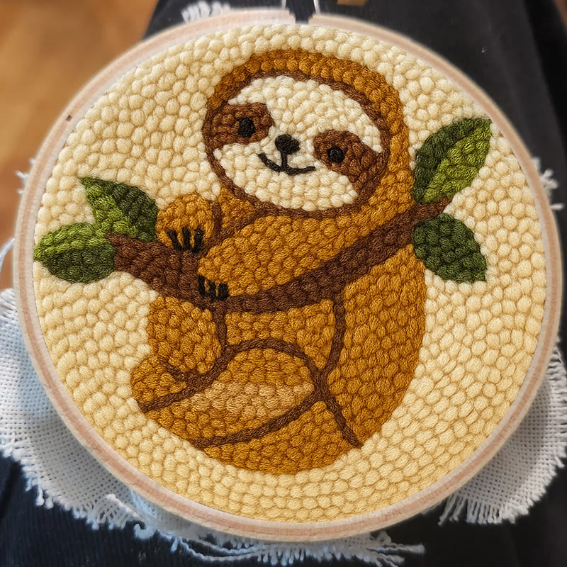 Climbing Sloth Punch Needle Kit - Adorable Animal Craft | Diy Desk Decor - image 2