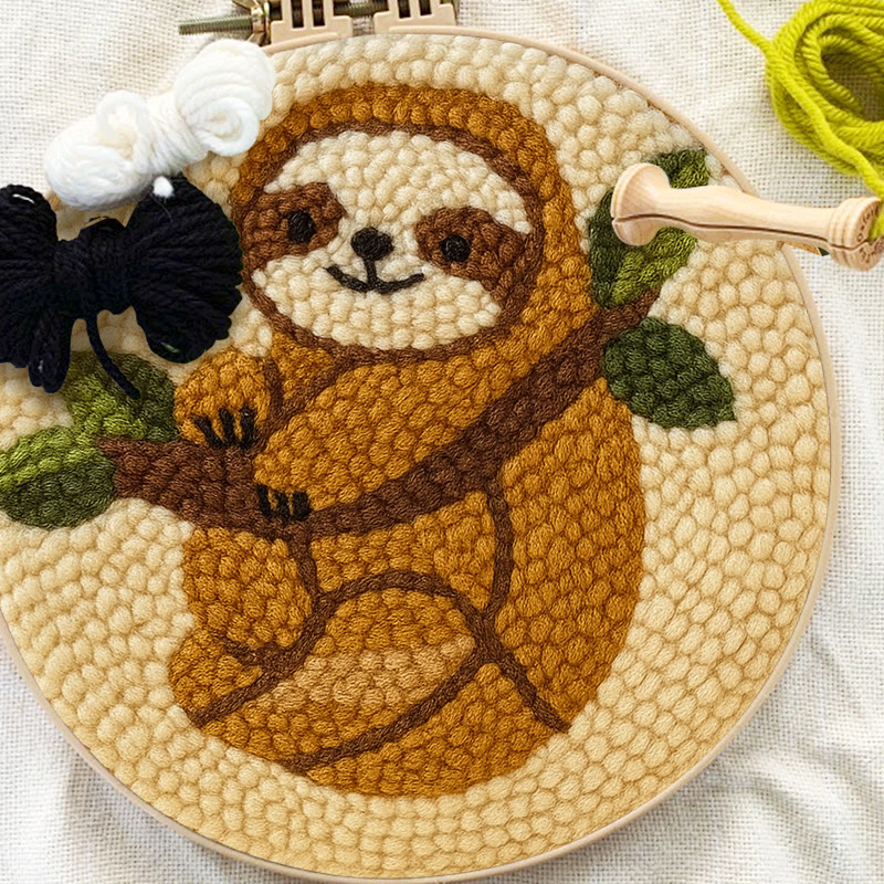 Climbing Sloth Punch Needle Kit - Adorable Animal Craft | Diy Desk Decor - image 3