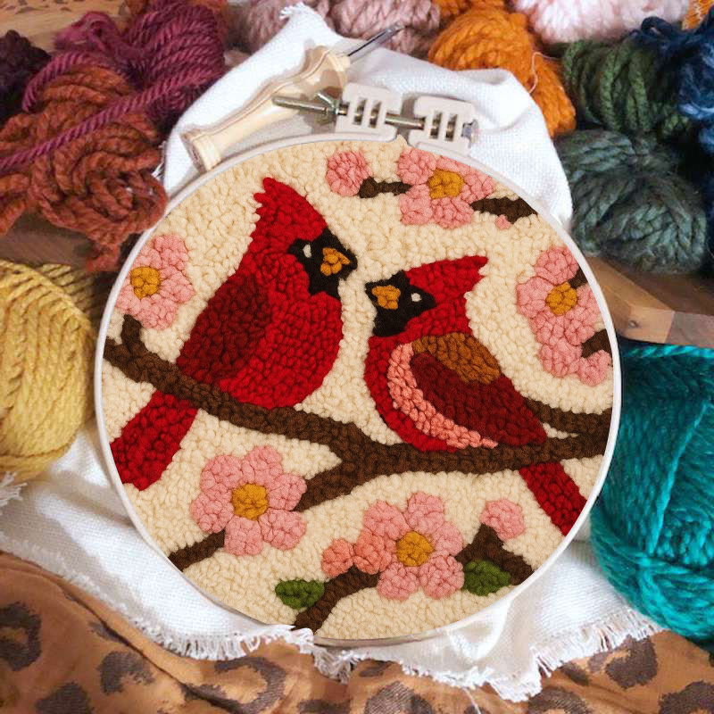  Romantic Cardinals Punch Needle Kit - Unique Birds Decoration | Perfect Handicraft For Lover - image 2