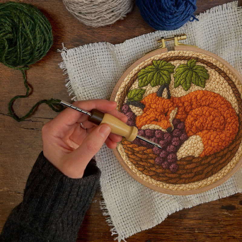 Sleeping Fox Punch Needle Kit - Diy Animal Coaster | Perfect For Home Decor - image 2
