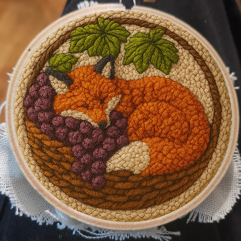 Sleeping Fox Punch Needle Kit - Diy Animal Coaster | Perfect For Home Decor - image 3