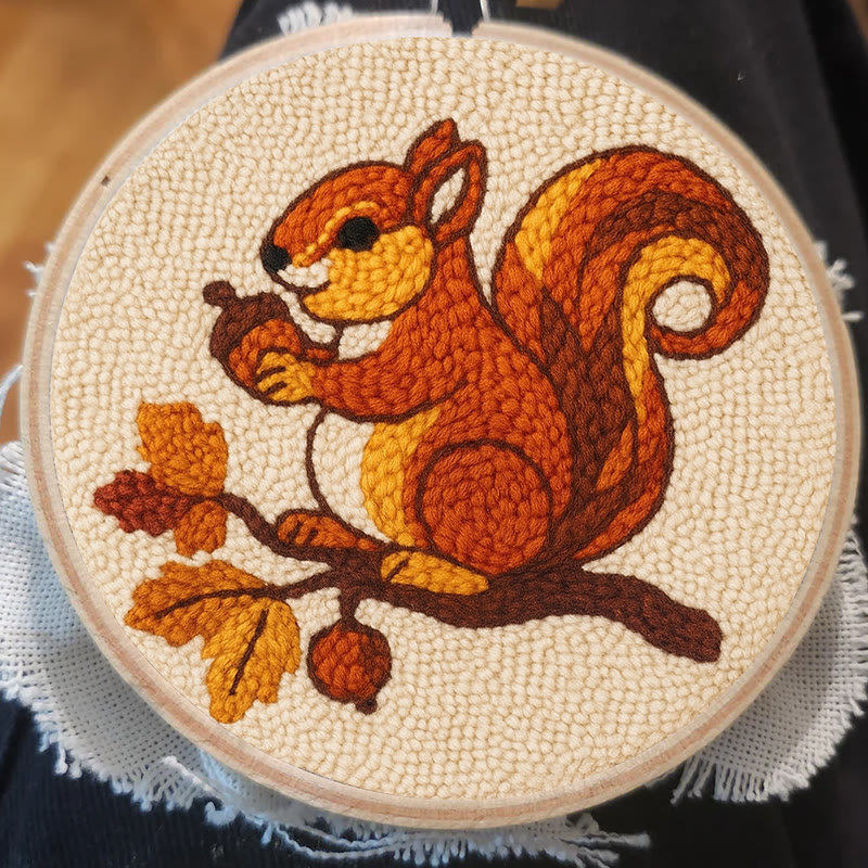  Little Squirrel Punch Needle Kit - Cute Animal Artcraft |  Beginner Handmade Coaster - image 3