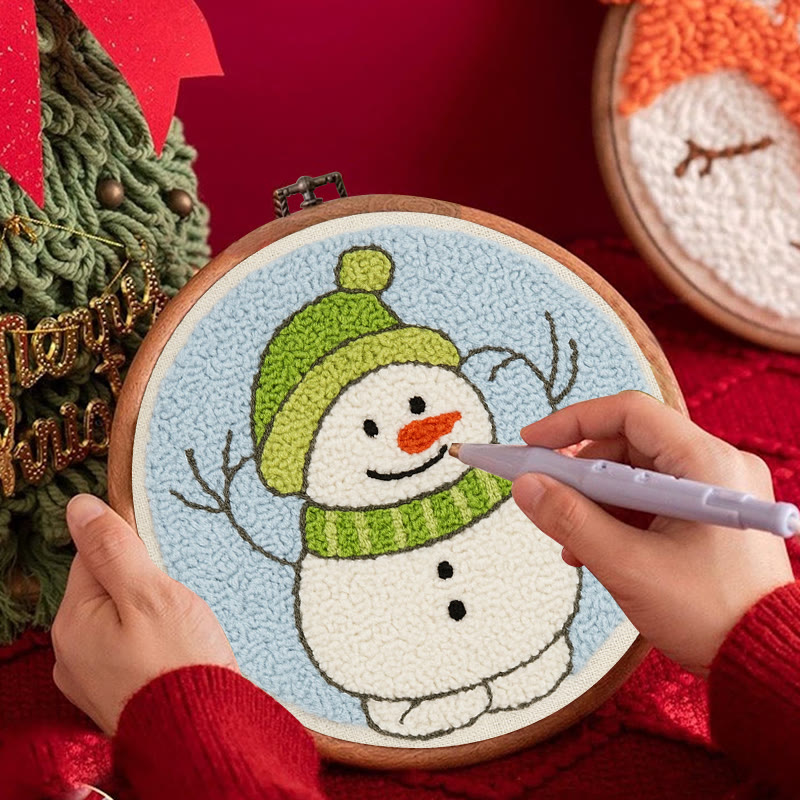  Little Snowman Punch Needle Kit - Cute Christmas Hanging | Easy Handmade Art - image 3