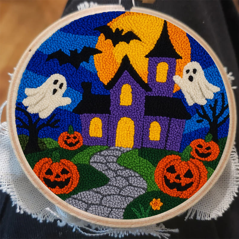 Halloween Night Punch Needle Kit - Spooky Castle Craft | Diy Needle Artwork - image 3